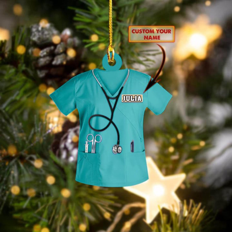 Personalized Merry Christmas Nurse Acrylic Christmas Ornament