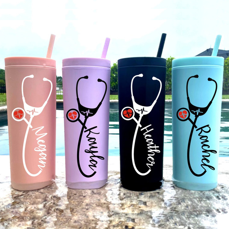 Personalized Nice Pattern Nurse Skinny Tumbler