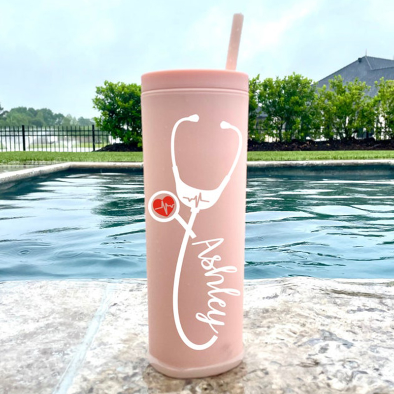 Personalized Nice Pattern Nurse Skinny Tumbler