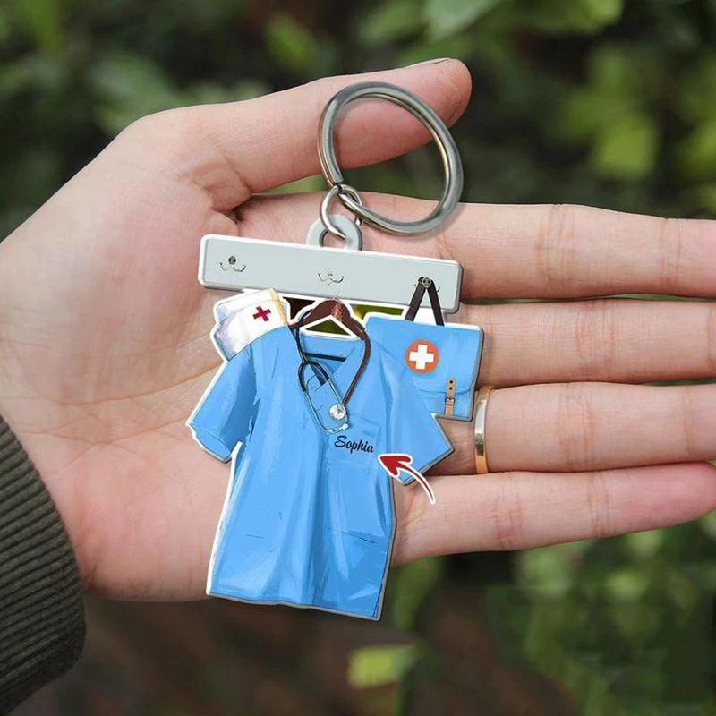 Personalized Nurse's Uniform Shape Acrylic Nurse Keychain