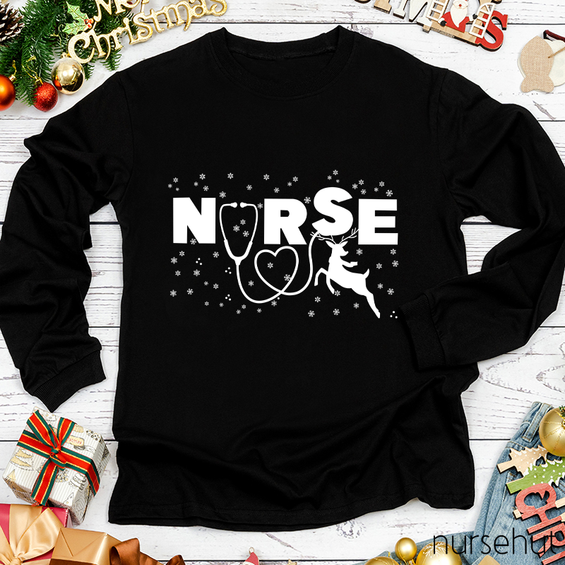 Nurse Christmas Elk Nurse T-Shirt