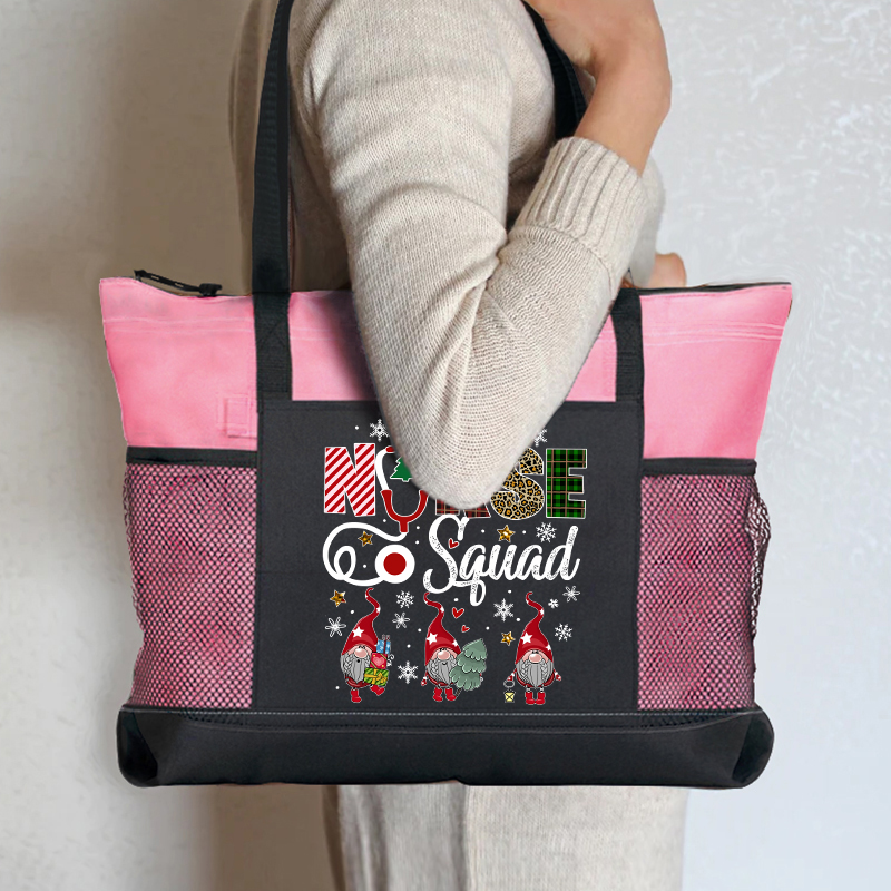 Christmas Nurse Squad Nurse Zip Tote Bag