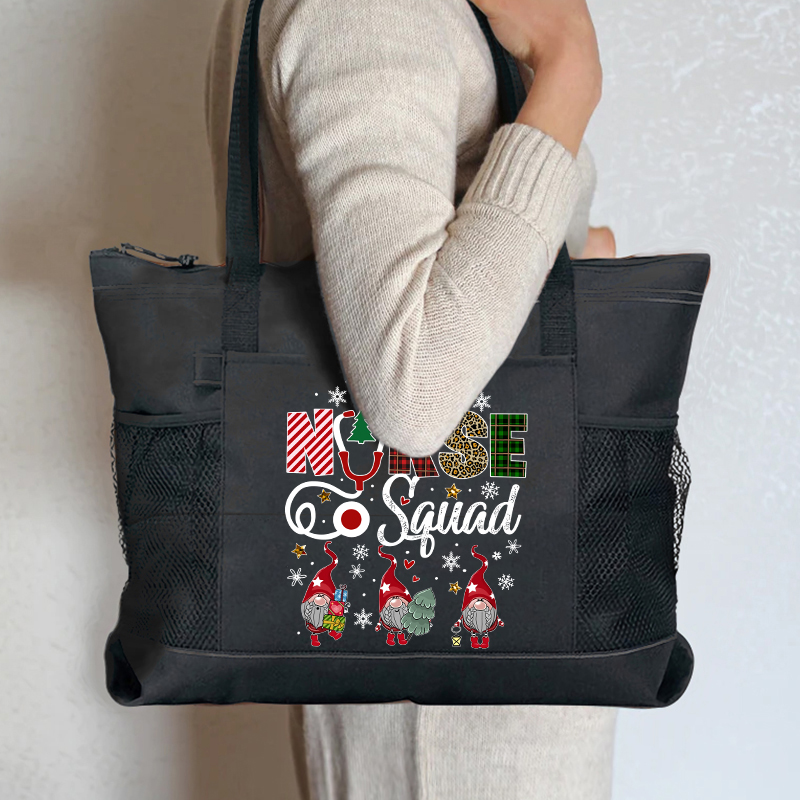 Christmas Nurse Squad Nurse Zip Tote Bag