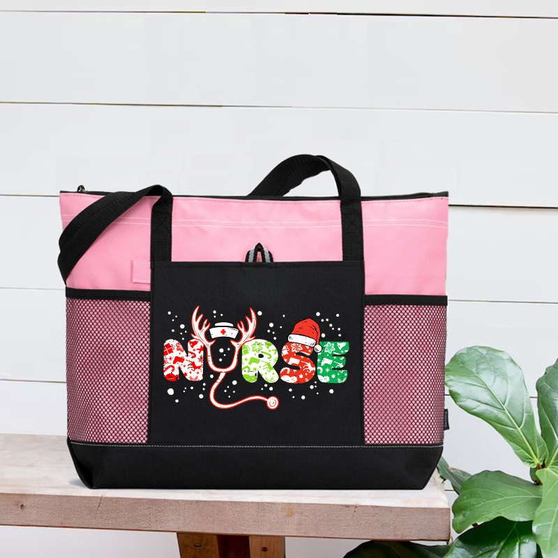 Christmas Nurse Zip Tote Bag