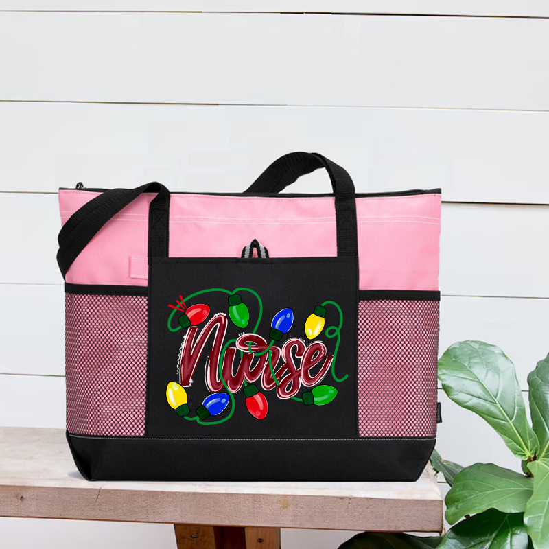 Colored Lights Nurse Zip Tote Bag