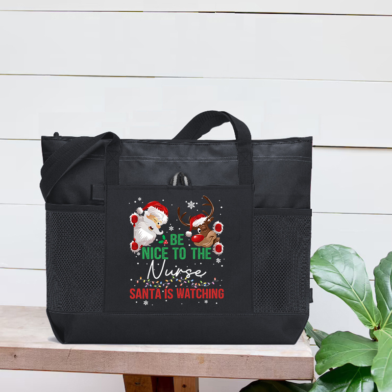Be Nice To The Nurse Zip Tote Bag
