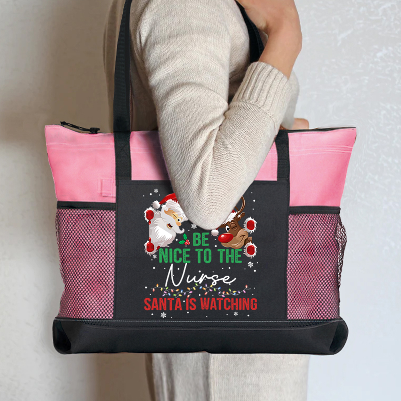 Be Nice To The Nurse Zip Tote Bag