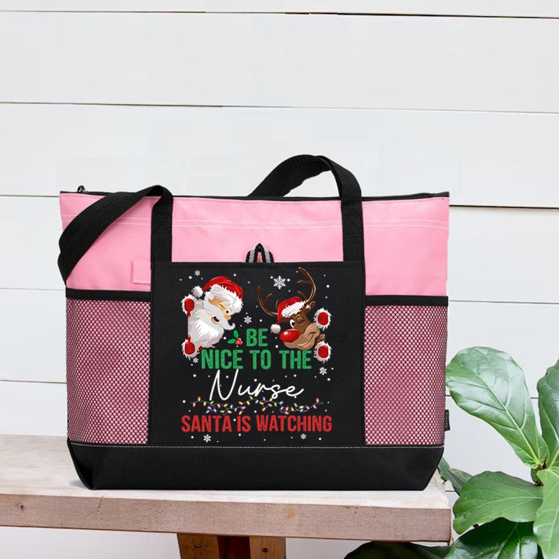 Be Nice To The Nurse Zip Tote Bag