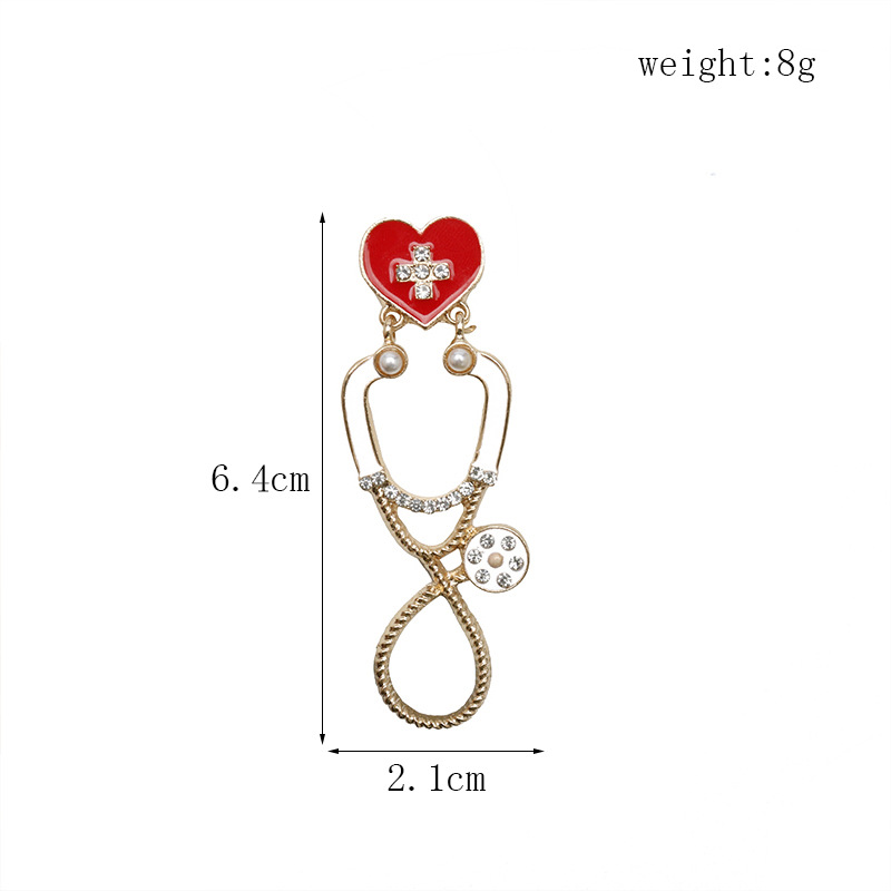 Fashion Love Stethoscope Badge With Diamonds Nurse Pin