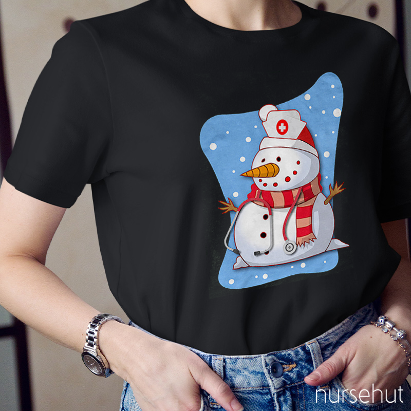 Christmas Nurse Snowman Nurse T-Shirt