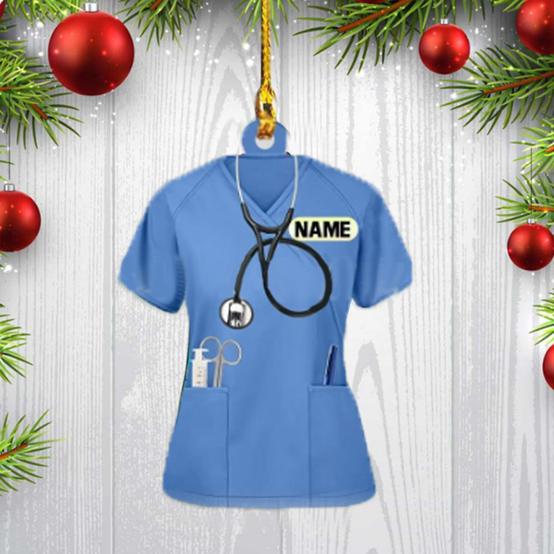 Personalized Nurse Scrubs Nurse Acrylic Christmas Ornament
