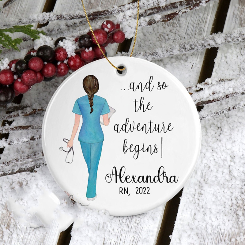 Personalized And So The Adventure Begins Christmas Ornament