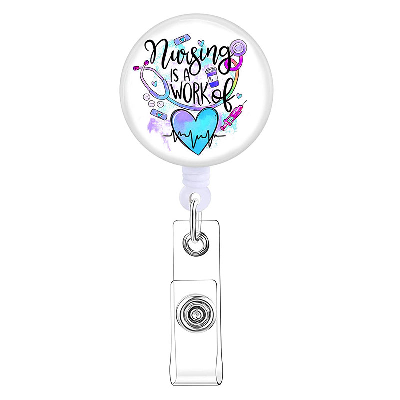 Color Gradient Heart Shaped Stethoscope Nurse Badge Reel