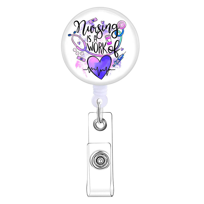 Color Gradient Heart Shaped Stethoscope Nurse Badge Reel
