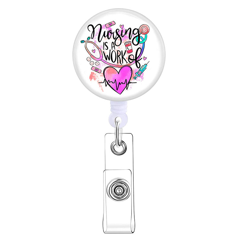 Color Gradient Heart Shaped Stethoscope Nurse Badge Reel