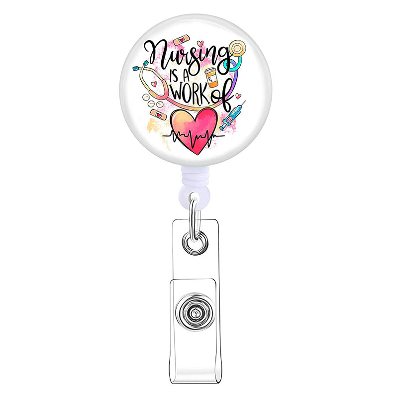 Color Gradient Heart Shaped Stethoscope Nurse Badge Reel