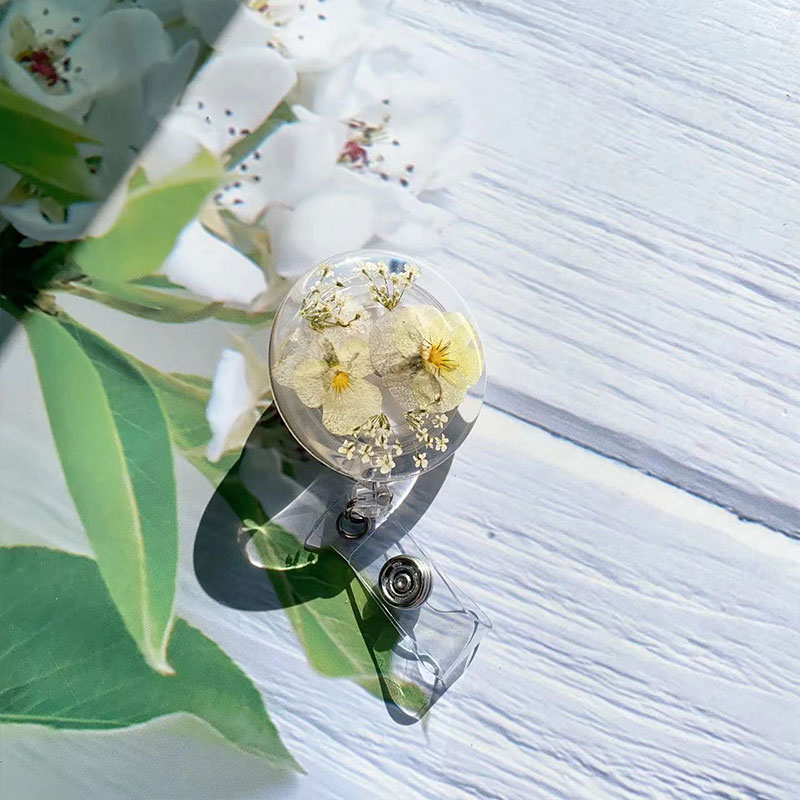 Fresh Style Dried Flowers Nurse Badge Reel