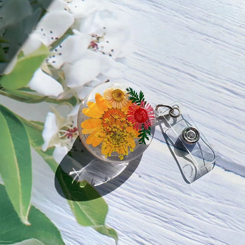 Fresh Style Dried Flowers Nurse Badge Reel