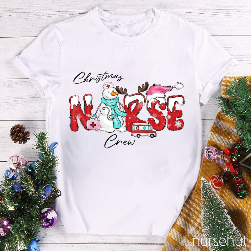 Christmas Nurse Crew Snowman Nurse T-Shirt