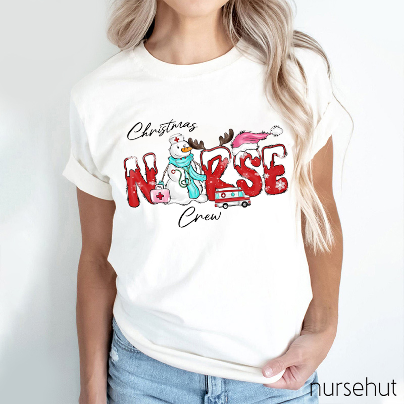 Christmas Nurse Crew Snowman Nurse T-Shirt