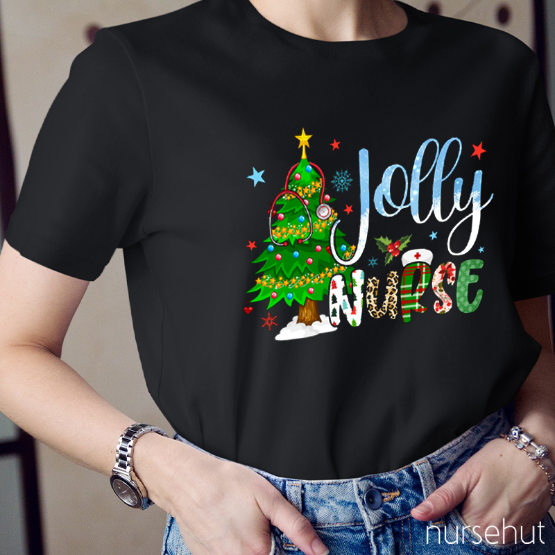 Jolly Nurse Christmas Tree Nurse T-Shirt