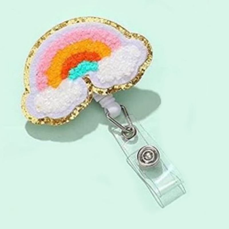 Colorful Yarn Clouds Pattern Nurse Badge Reel