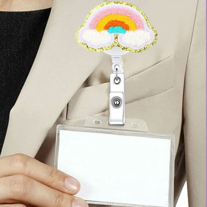 Colorful Yarn Clouds Pattern Nurse Badge Reel