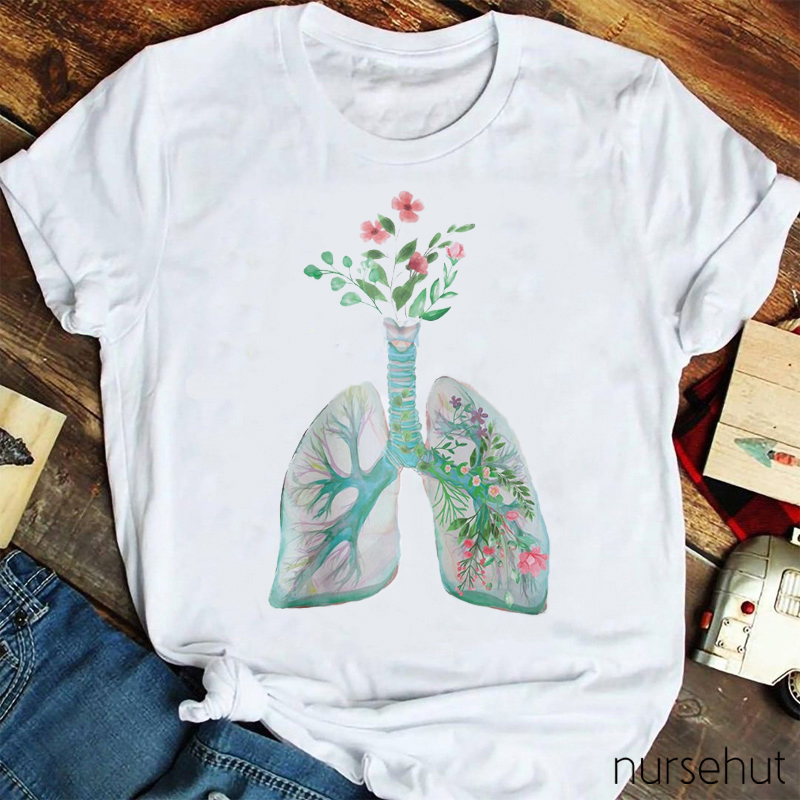 Beautiful Flowers Lung Nurse T-Shirt