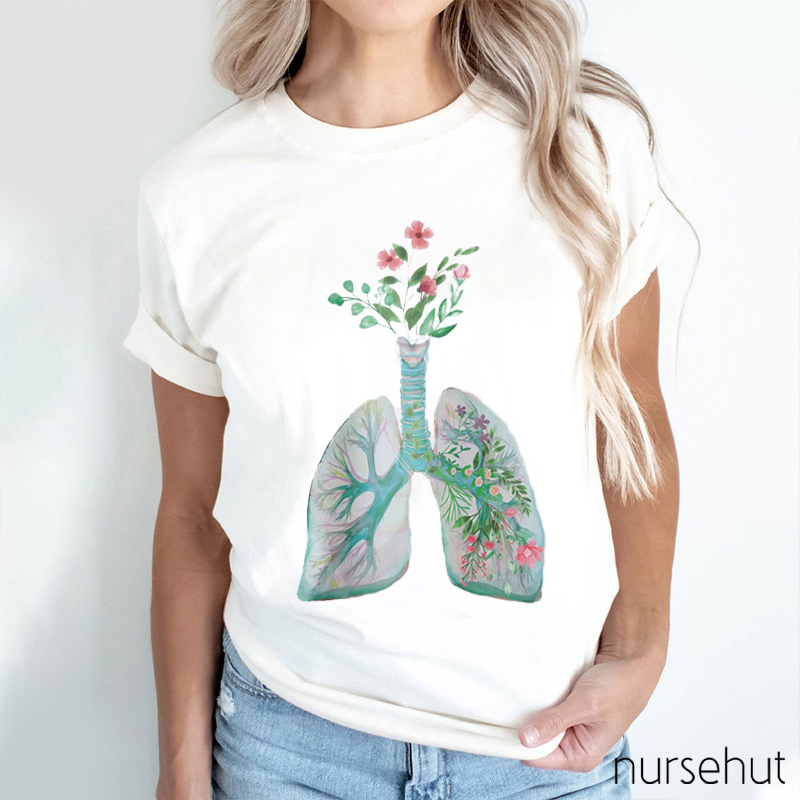 Beautiful Flowers Lung Nurse T-Shirt