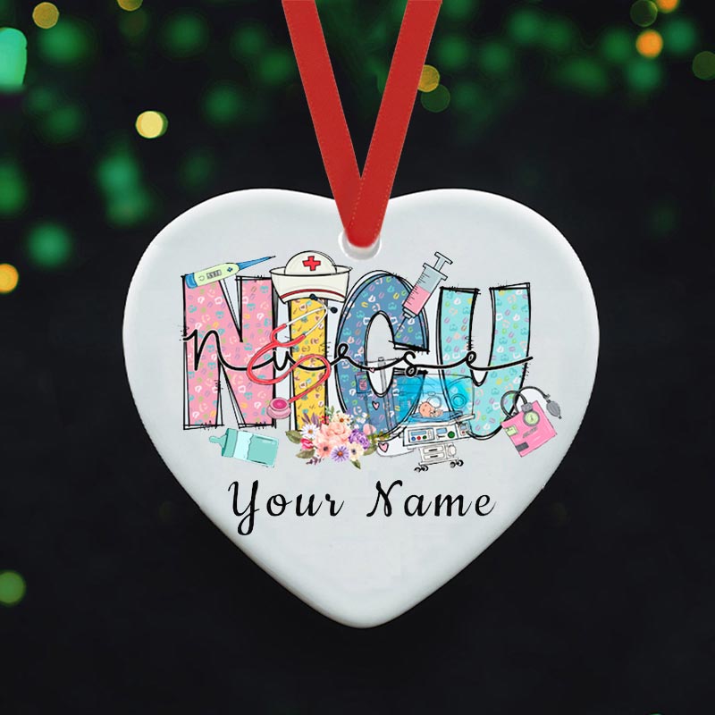 Personalized  Nicu Nurse Ceramic Christmas Ornament