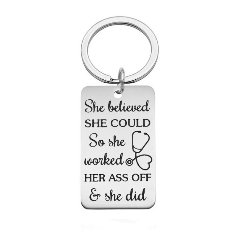 Personalized She Believed She Could Nurse Keychain