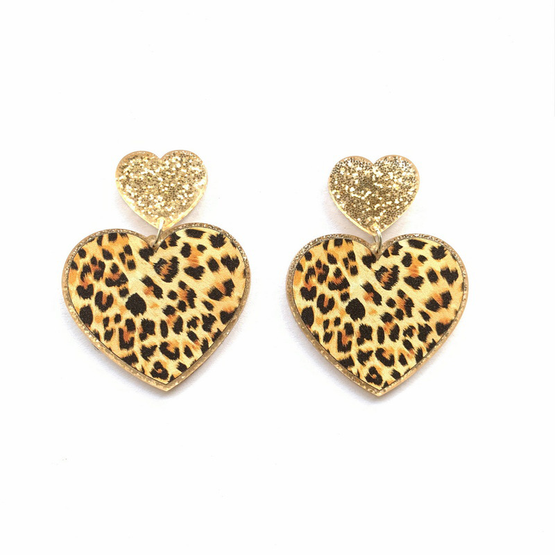 Leopard Heart-Shaped Nurse Acrylic Earrings