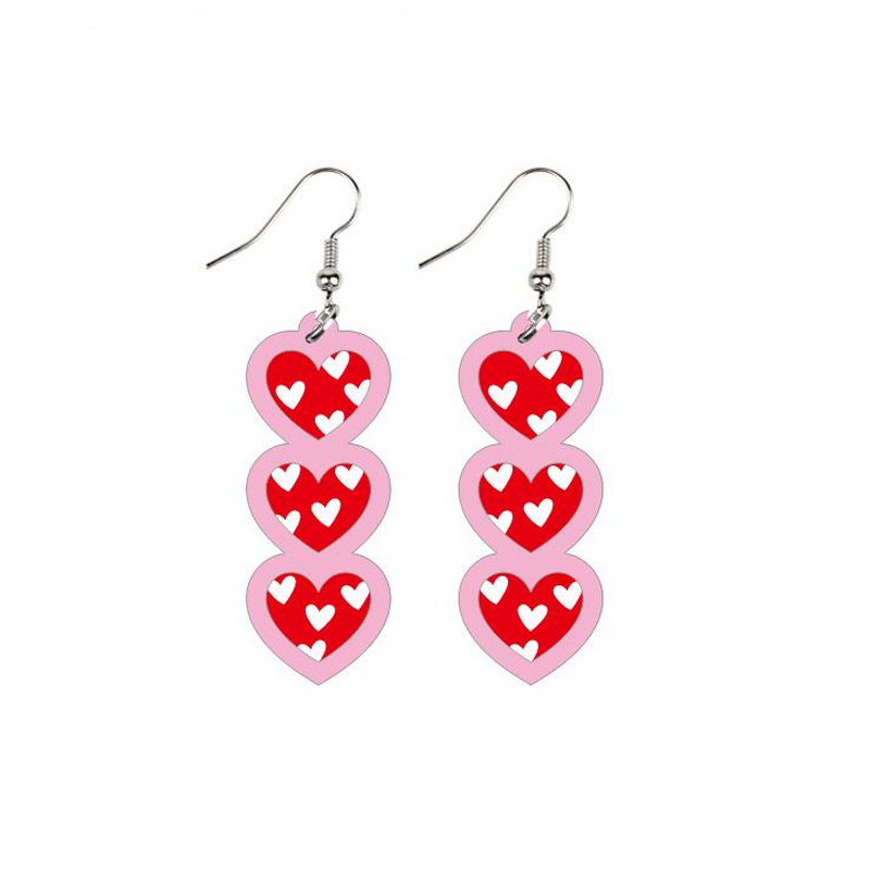 Pink Three Hearts Nurse Acrylic Earrings