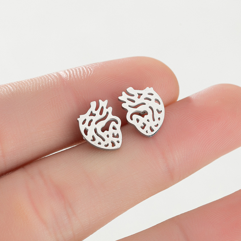 Heart Openwork Nurse Titanium Metal Earrings