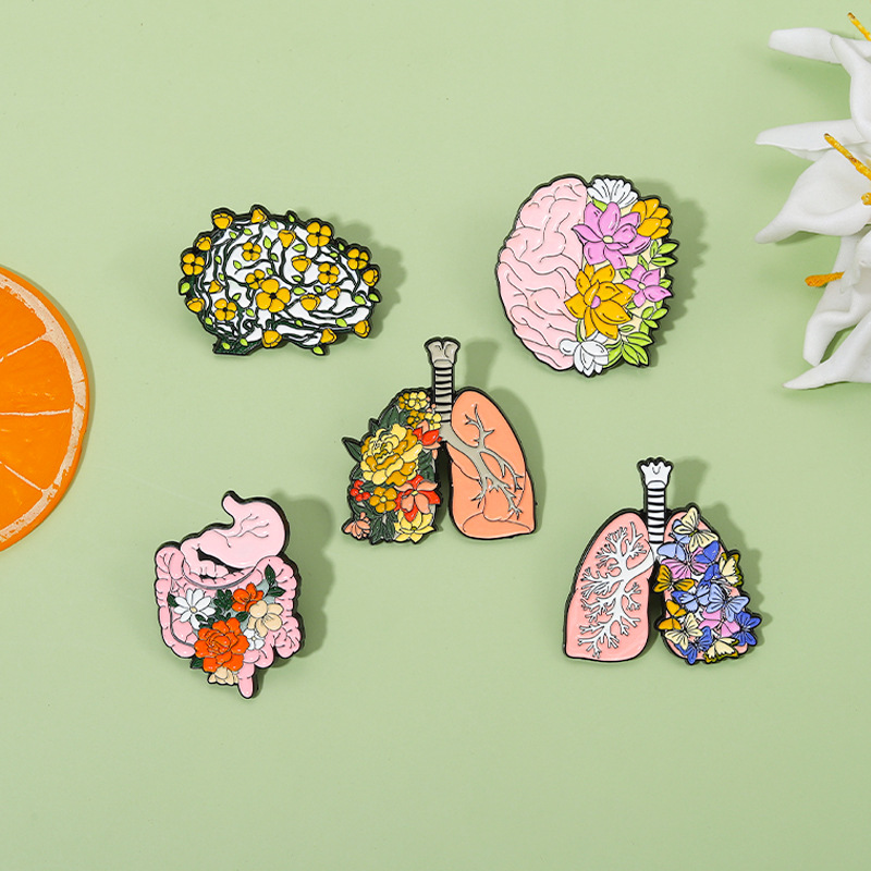 Botanical Flower Butterfly Brain Digestive System Lung Art Organ Nurse Pin
