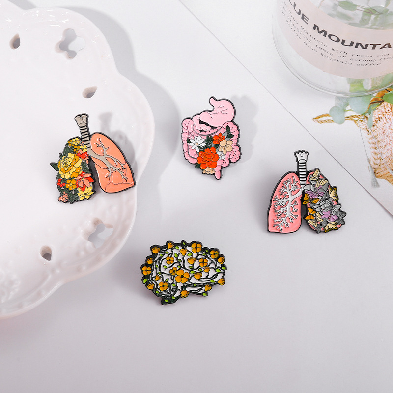 Botanical Flower Butterfly Brain Digestive System Lung Art Organ Nurse Pin