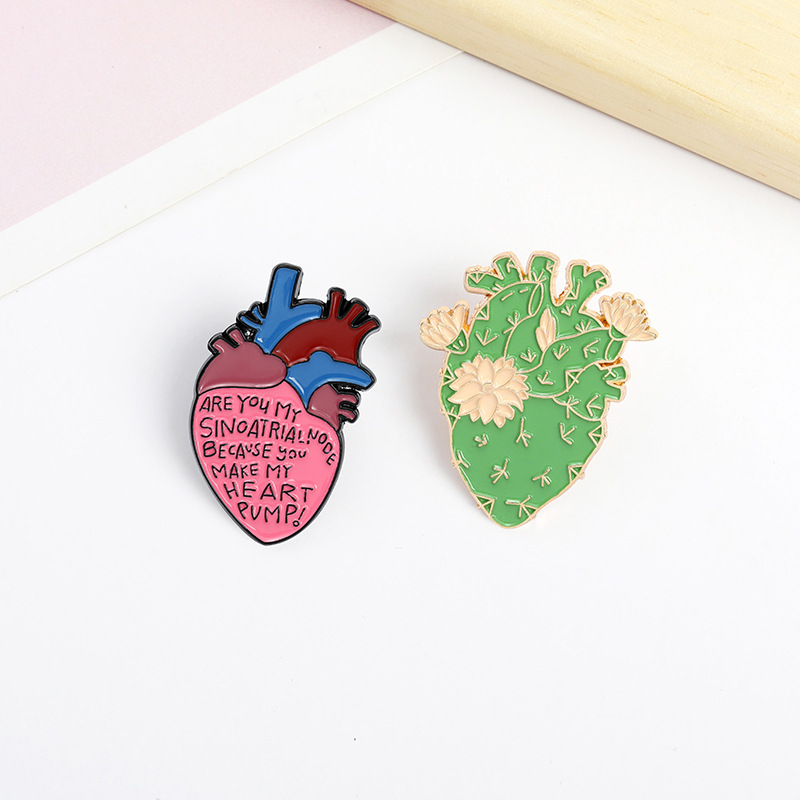 You Make My Heart Pump White Lotus Green Pond Art Heart Organ Nurse Pin