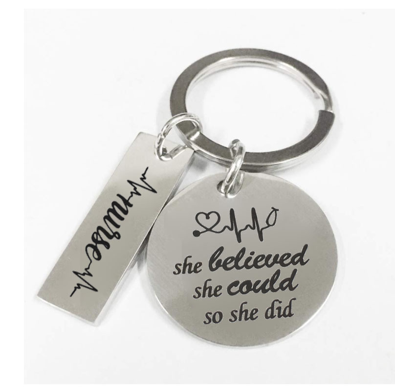 She Believed She Could So She Did Nurse Keychain