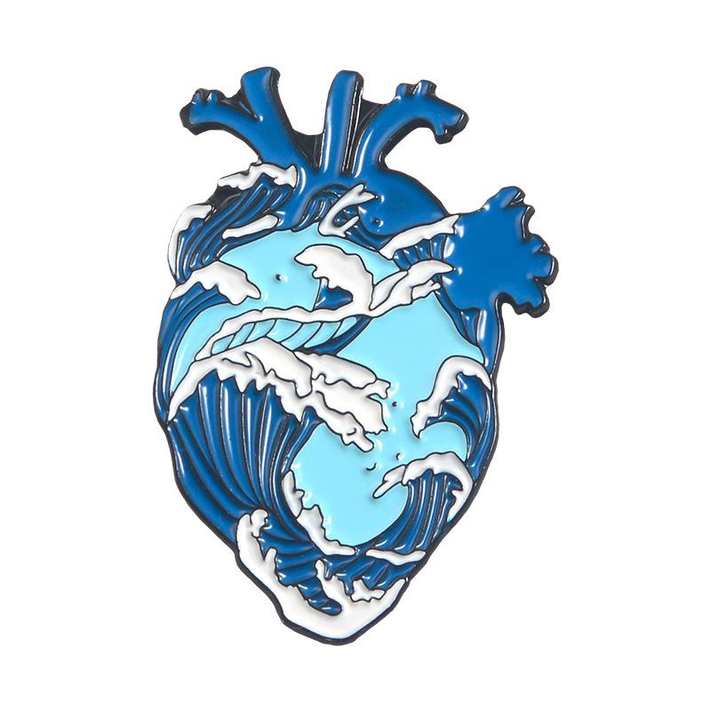 Creative Ocean Wave In Heart Nurse Pin