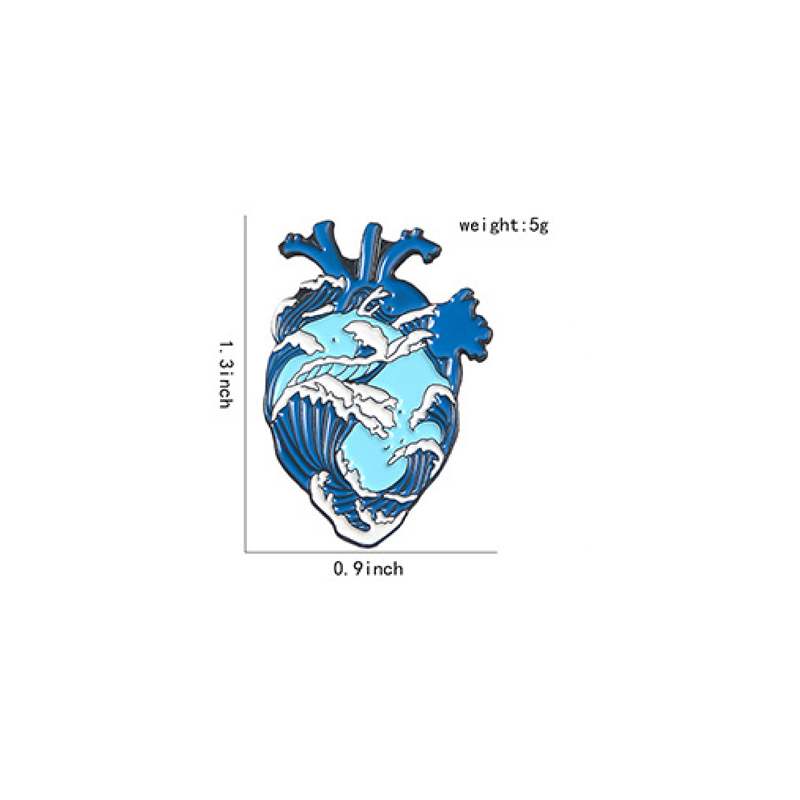 Creative Ocean Wave In Heart Nurse Pin