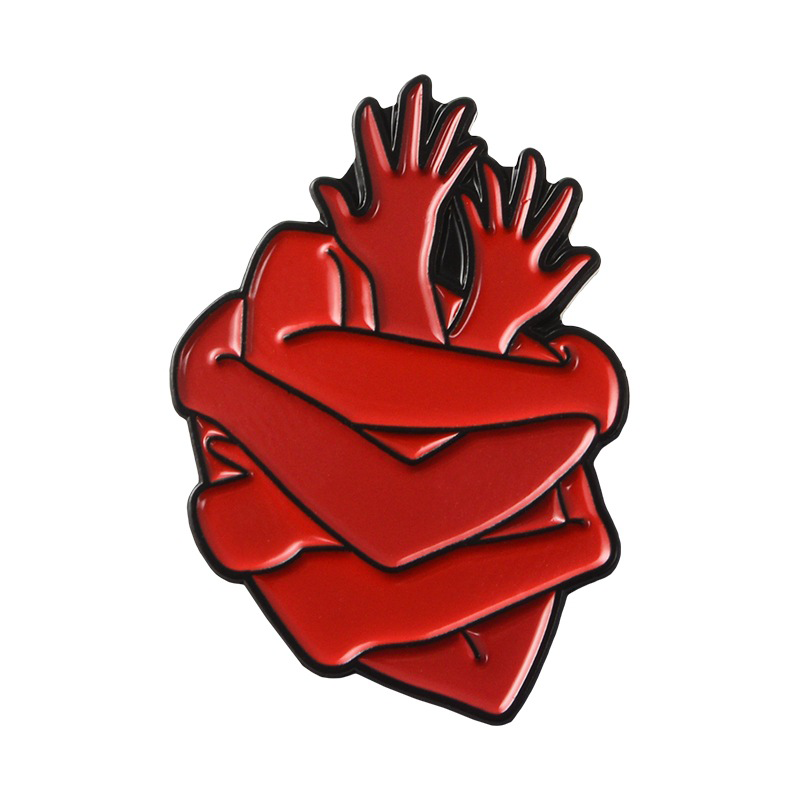 Heart Red Wrapped Arms Nurse Pin