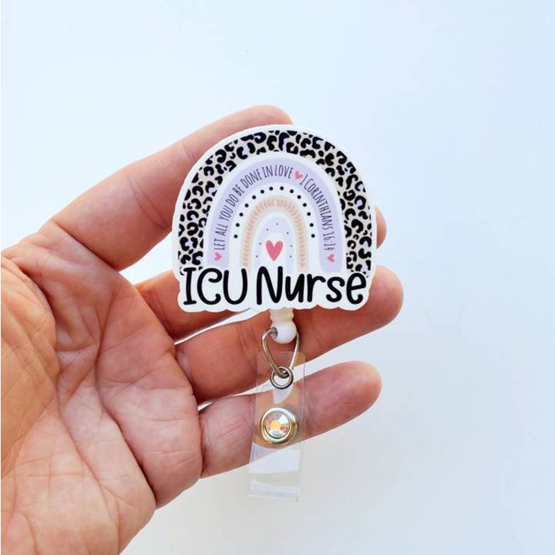 Personalized Lavender Violet Rainbow Nurse Badge Reel