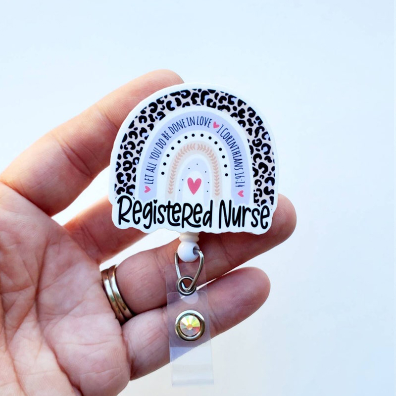 Personalized Lavender Violet Rainbow Nurse Badge Reel