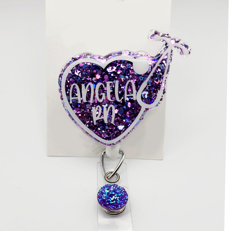 Personalized Shining Heart Shape Nurse Badge Reel