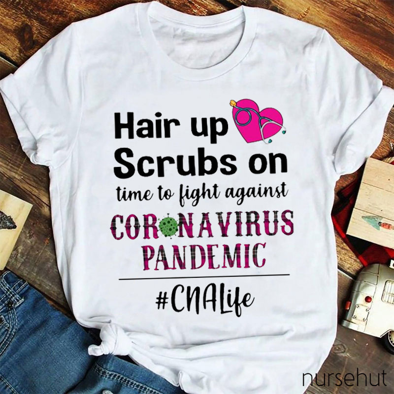 Personalized Hair Up Scrubs On Time To Light Against Nurse T-Shirt