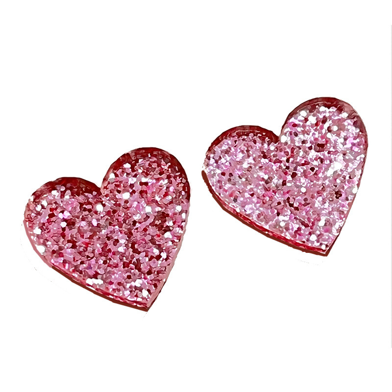 Pink Heart Teacher Wooden Earrings