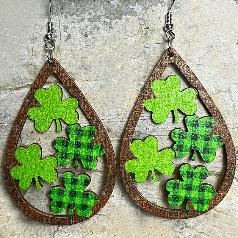 Lucky You Saint Patrick's Nurse Wooden Earrings