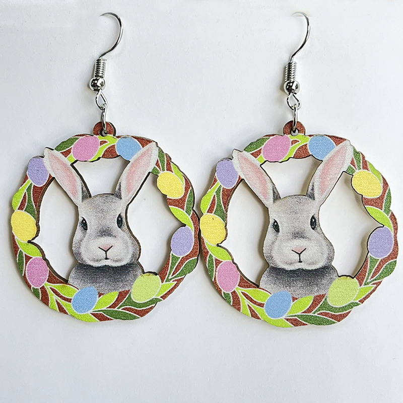 Cute Little Rabbit Nurse Wooden Earrings