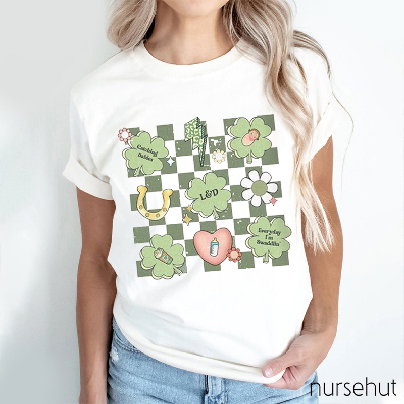 Clovers Catching Babies L&D Nurse T-Shirt