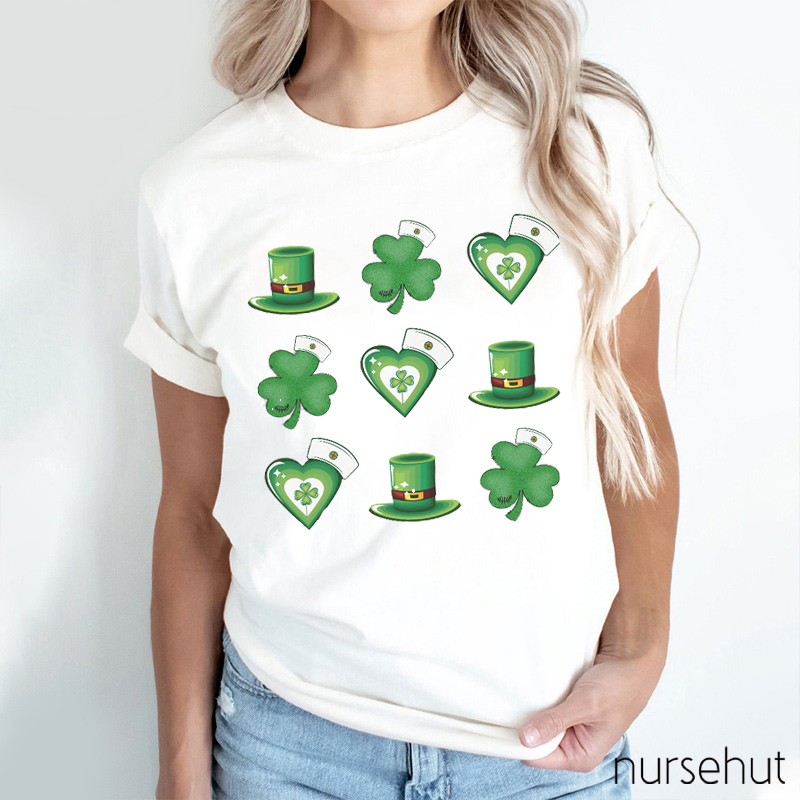 Clover Nurses Leprechaun Hats Nurse T-Shirt